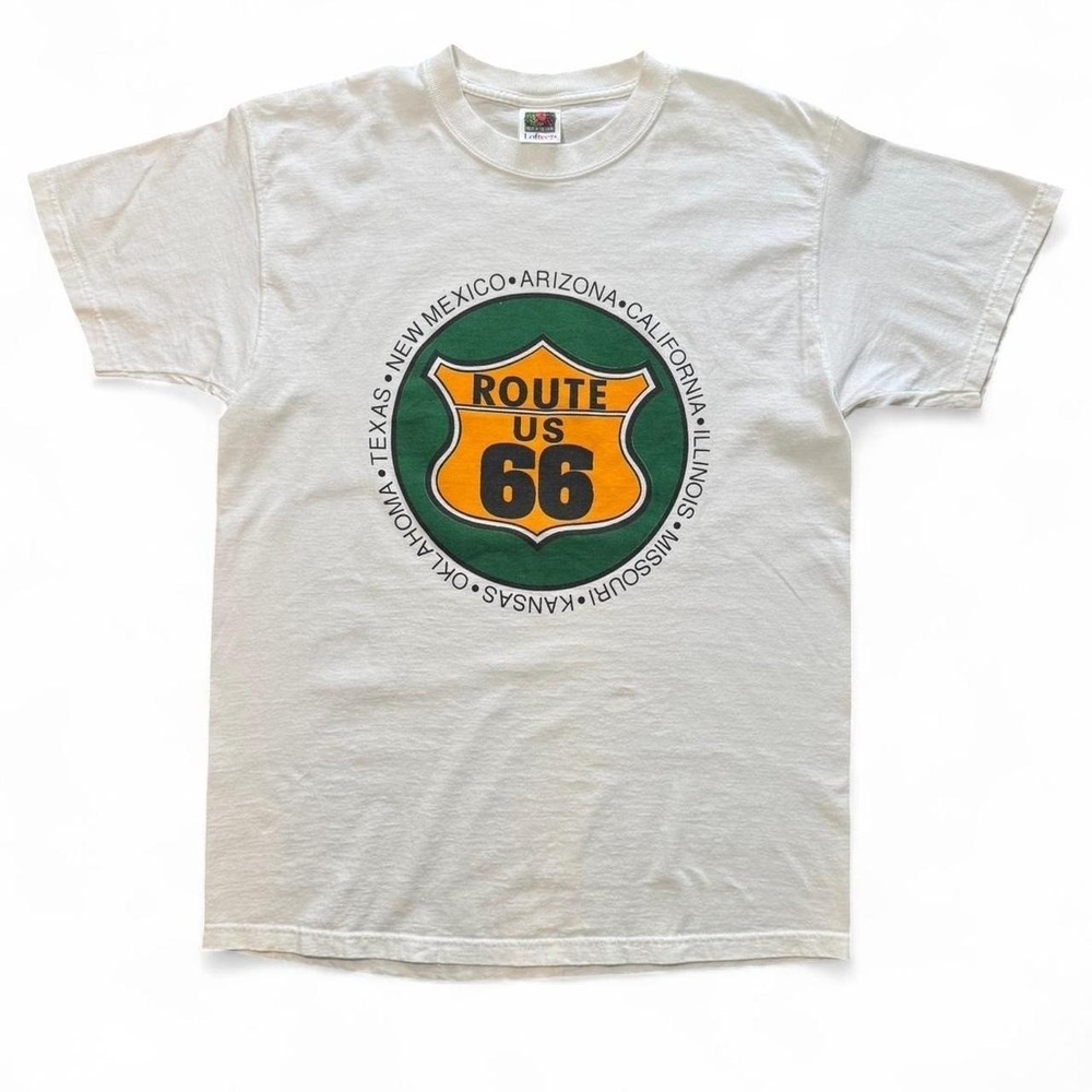 Vintage 90s Y2K Route 66 USA Biker Trucking Highway Road Trip Graphic T-shirt